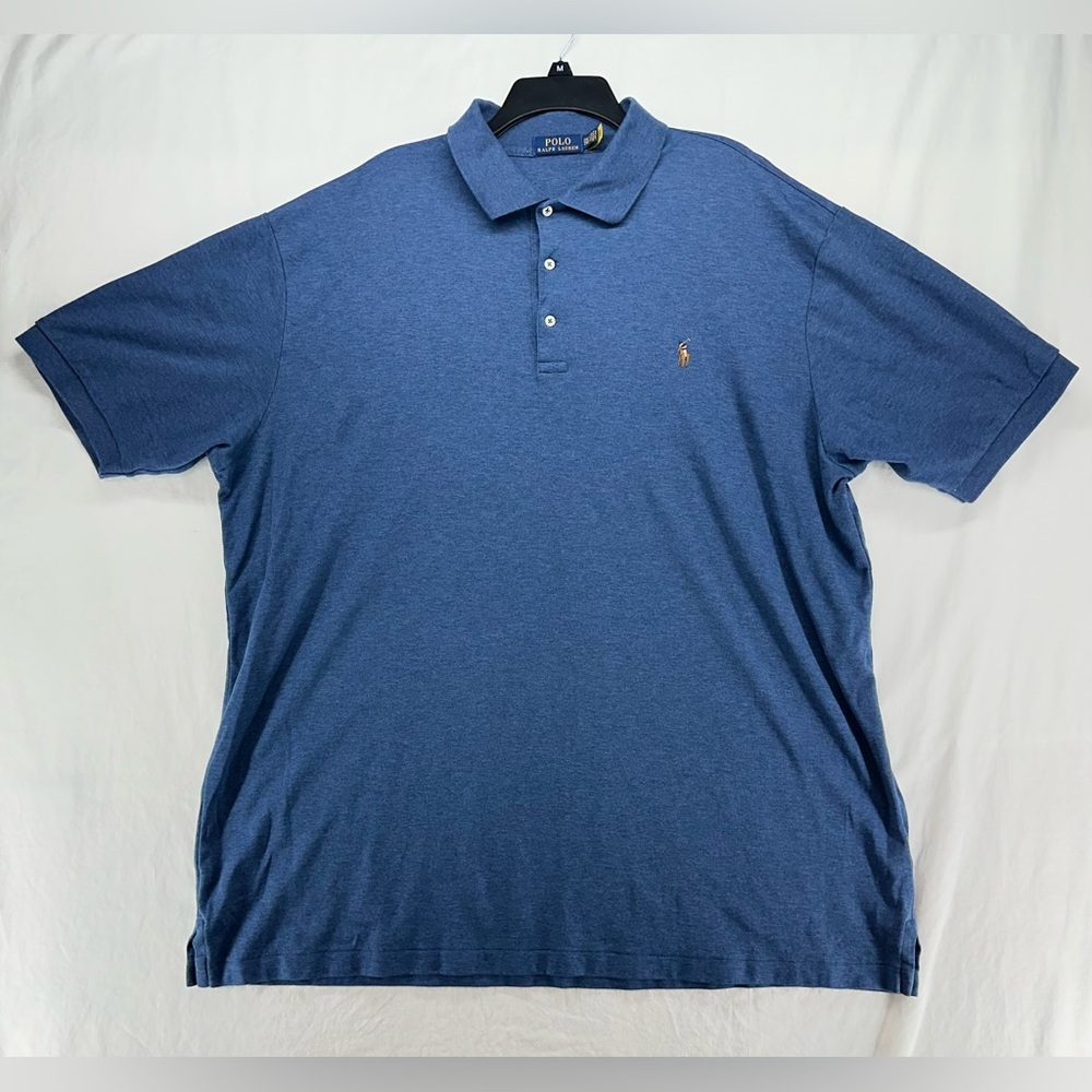 Polo Ralph Lauren Polo Shirt Mens 2XLT Blue Tricolor Pony Classic Fit Casual